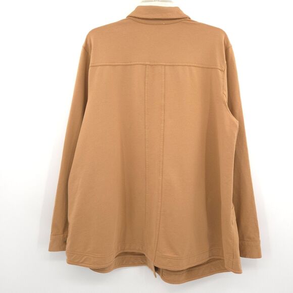 J. Jill stretch knit jacket Size XL barn chore tan cotton button front - Picture 8 of 9